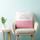 Oreiller à monogramme floral rose et blanc (Chaise)
