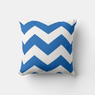 Oreiller à motif chevron bleu et blanc