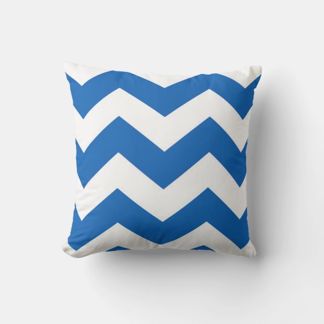 Oreiller à motif chevron bleu et blanc (Recto)