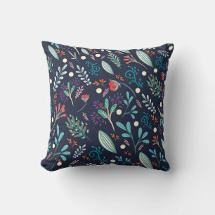 Oreiller à motif d'art folklorique floral rustique