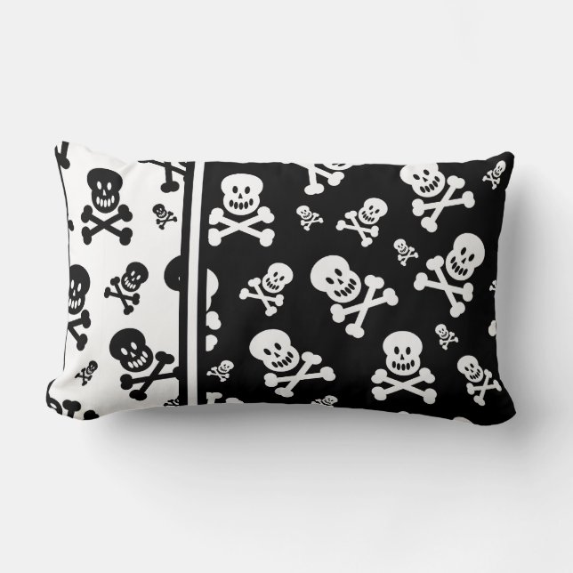 Oreiller à motif de crâne noir et blanc (Recto)