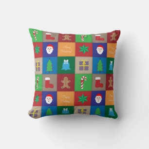 Oreiller à motif de Noël - Fond coloré
