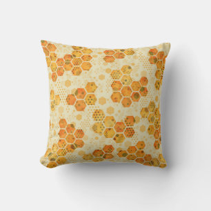 Oreiller à motif en nid d'abeille doré - Géométriq