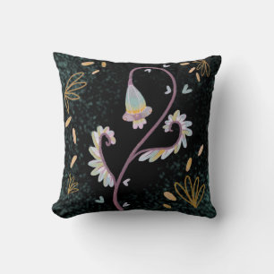 oreiller à motif floral aquarelle