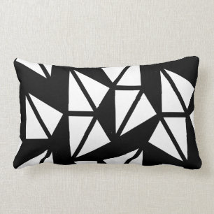 Oreiller à motif géométrique abstrait noir et blan