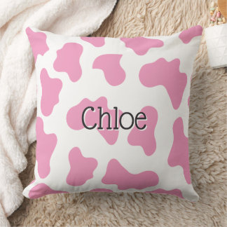 Oreiller à motif vache rose