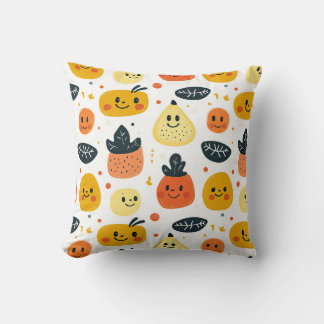Oreiller à personnages de fruits et légumes joyeux