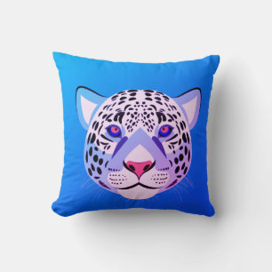 Oreiller à tête de léopard bleu et violet