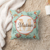 Oreiller à thème de plage personnalisé avec monogr (Couverture)