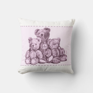 Oreiller à trois ours rose