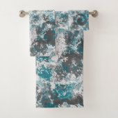 Oreiller Abstrait à lancer en marbre turquoise et  (En situation)