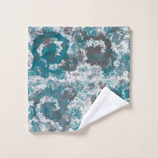 Oreiller Abstrait à lancer en marbre turquoise et (Gant de toilette)