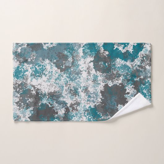 Oreiller Abstrait à lancer en marbre turquoise et  (Serviette à main)