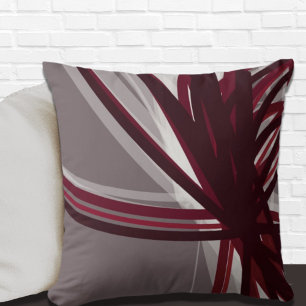 Oreiller Abstrait gris et bordeaux