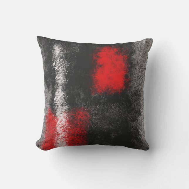 Oreiller abstrait gris foncé rouge et blanc (Recto)