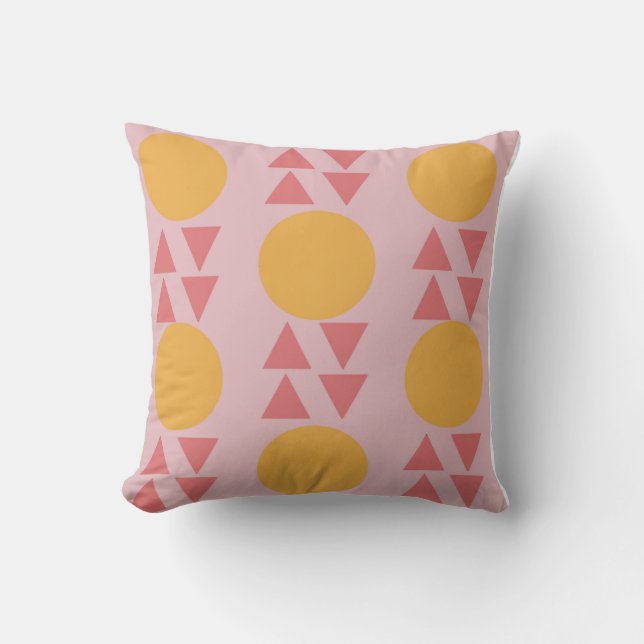Oreiller abstrait moderne rose jaune  (Recto)