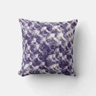Oreiller abstrait violet et blanc à texture rugueu