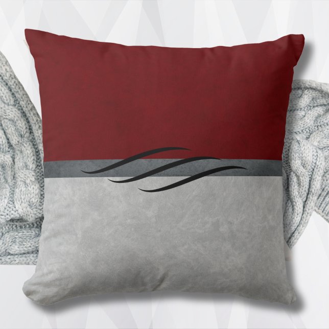 Oreiller Accent Abstrait Bourgogne Moderne (Modern Burgundy Abstract Accent Pillow)