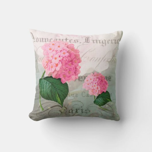 Oreiller accent romantique hortensia rose (Recto)