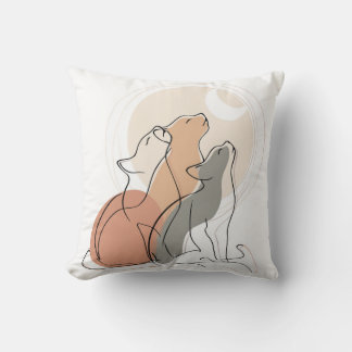 Oreiller accentué Boho Cats Howling Square