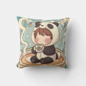 Oreiller accentué Cozy Chibi Panda Café (Recto)