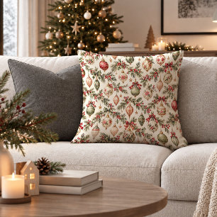 Oreiller accentué de feuillage de Noël vintage int