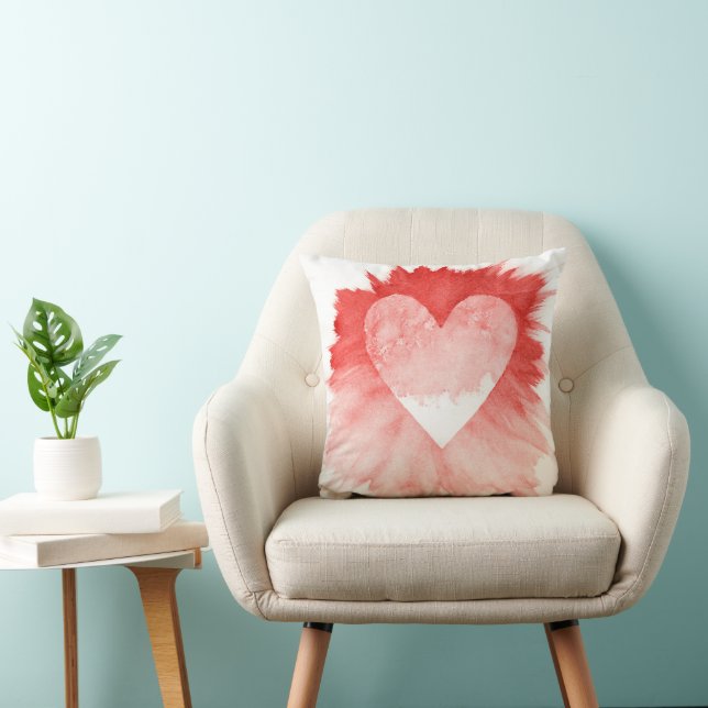 Oreiller accentué de giclure d'aquarelle rouge abs (Chaise)