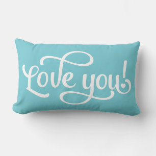 Oreiller Amour Bleu Turquoise Et Blanc - Mariage