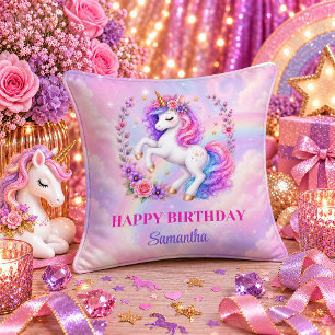 Oreiller Arc-en-Ciel Licorne Pastel Anniversaire F