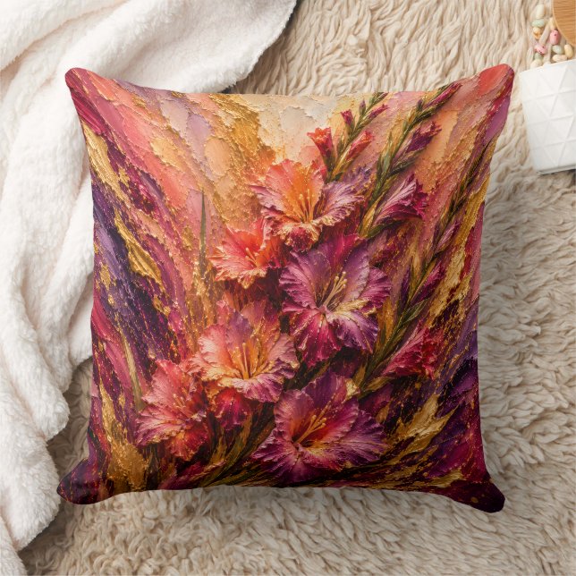 Oreiller artistique représentant le glaïeul, fleur (Couverture)