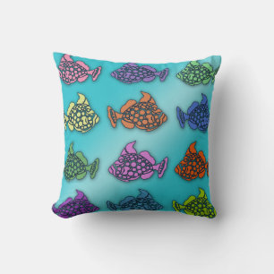 Oreiller au motif de poissons pastel magnifiques