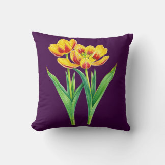 Oreiller aux Tulipes Rouges et Jaunes