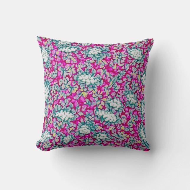 Oreiller avec décoration rose, motif rose (Recto)