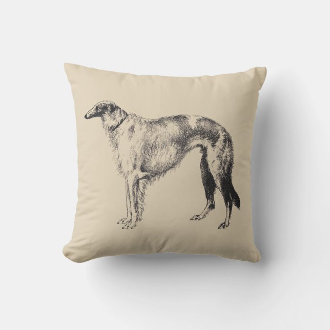 Oreiller avec impression vintage Borzoi Martynow (Recto)