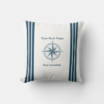 Oreiller avec nom de bateau personnalisé Nautical