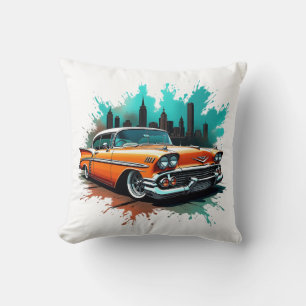 Oreiller avec voiture 1958 Bold et motif de ciel e