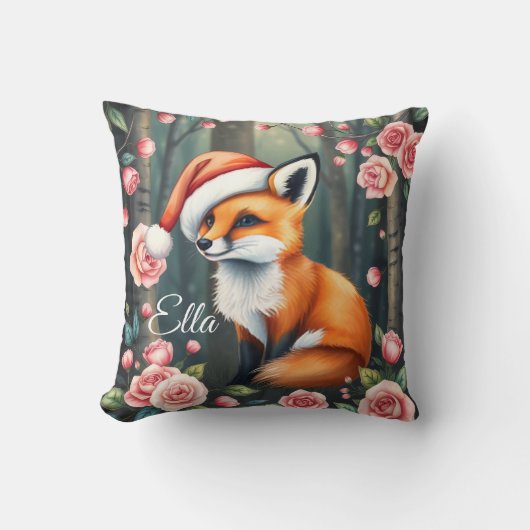 Oreiller bébé renard des bois avec chapeau de Noël (Recto)