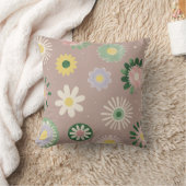 Oreiller beige fleur rétro pastel (Couverture)