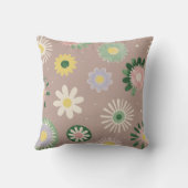 Oreiller beige fleur rétro pastel (Verso)