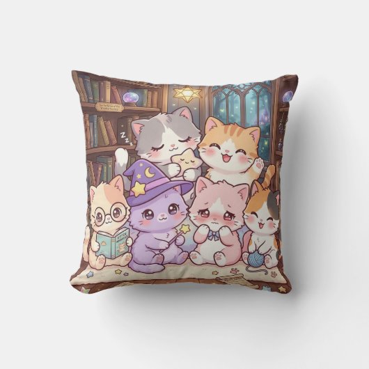 Oreiller Bibliothèque Amis Chats (Recto)