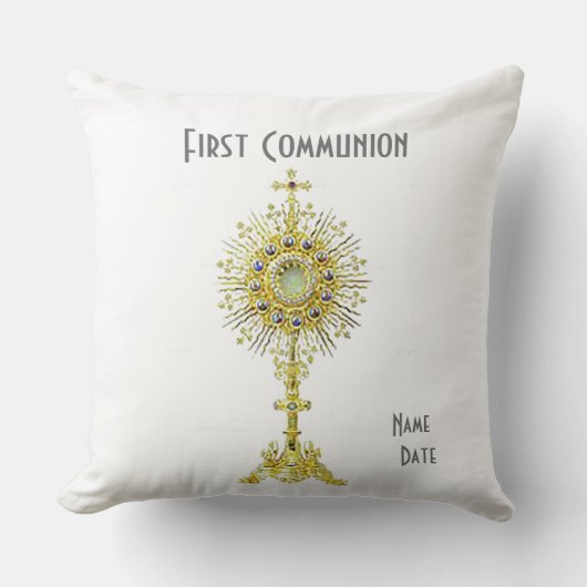 Oreiller blanc de première communion 20".  20” (Recto)