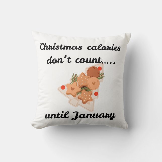 Oreiller blanc en coton de Noël sarcastique (Recto)
