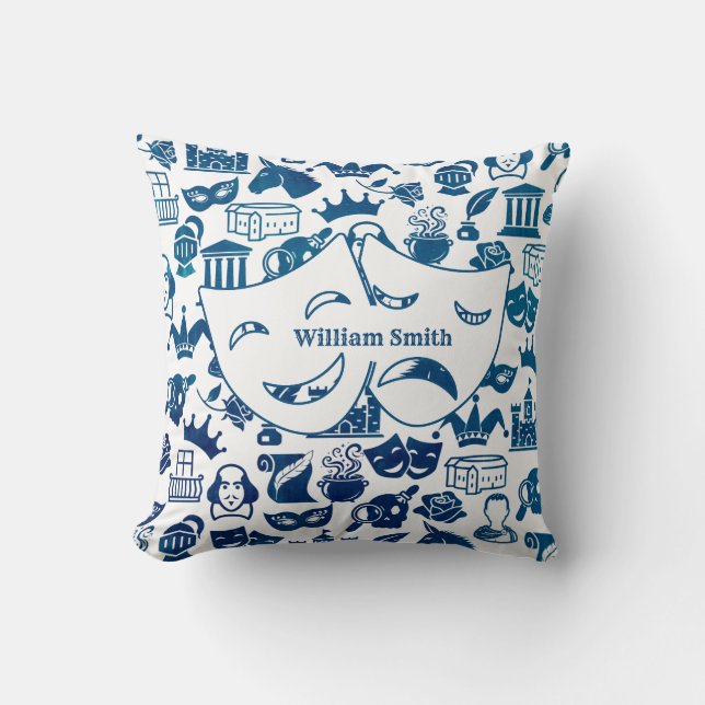 Oreiller bleu et blanc pour l'amant de Shakespeare (Recto)