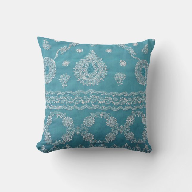 Oreiller bohème turquoise (Recto)