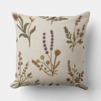 Oreiller botanique boho – Coussin de fleurs sauvag