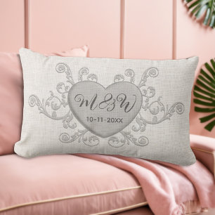 Oreiller Cadeau de Mariage avec Monogramme Personn