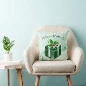 Oreiller cadeau de Noël vert (Chaise)