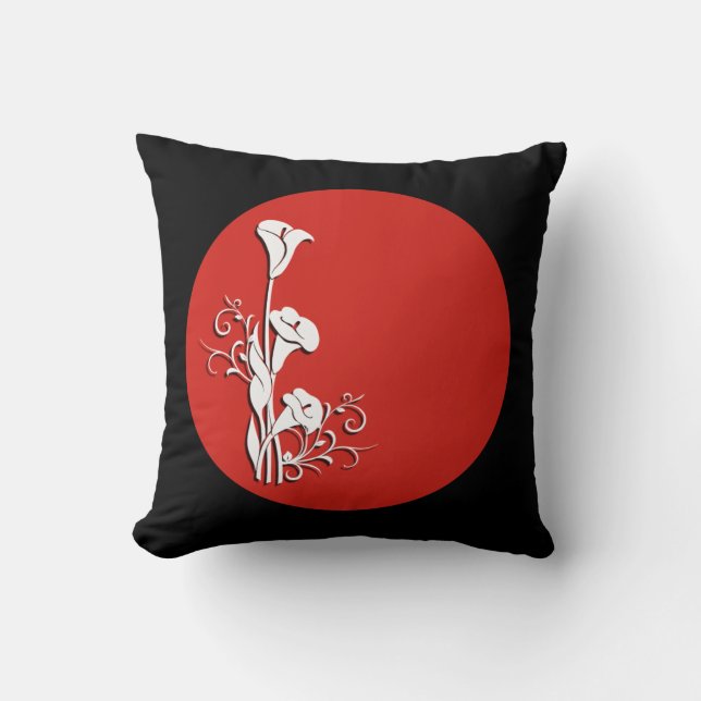 oreiller calla lis rouge, noir et blanc (Recto)