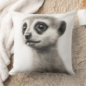 Oreiller carré bébé suricate noir et blanc à jeter (Couverture)