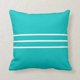 Oreiller Carré Bleu Sarcelle Blanc Coussin Bloc Co